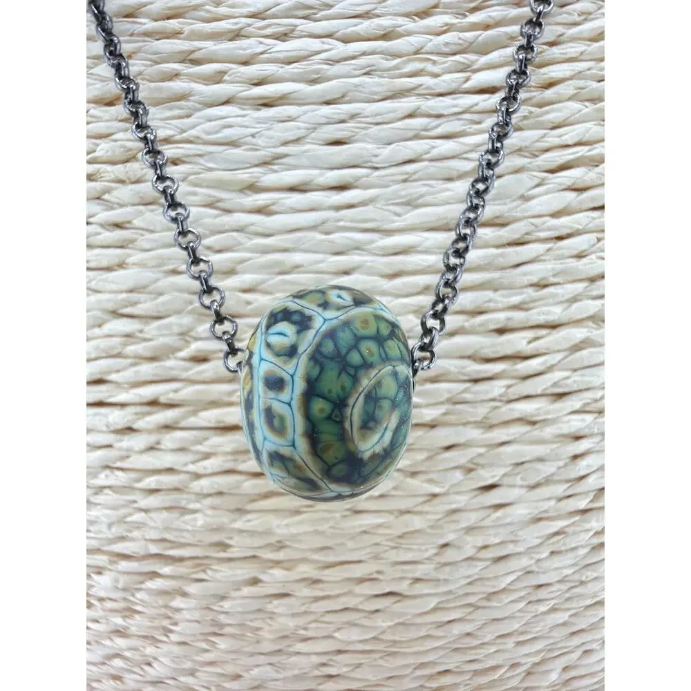 Artisan Spherical Millefiori-Style Art Glass Pendant Necklace